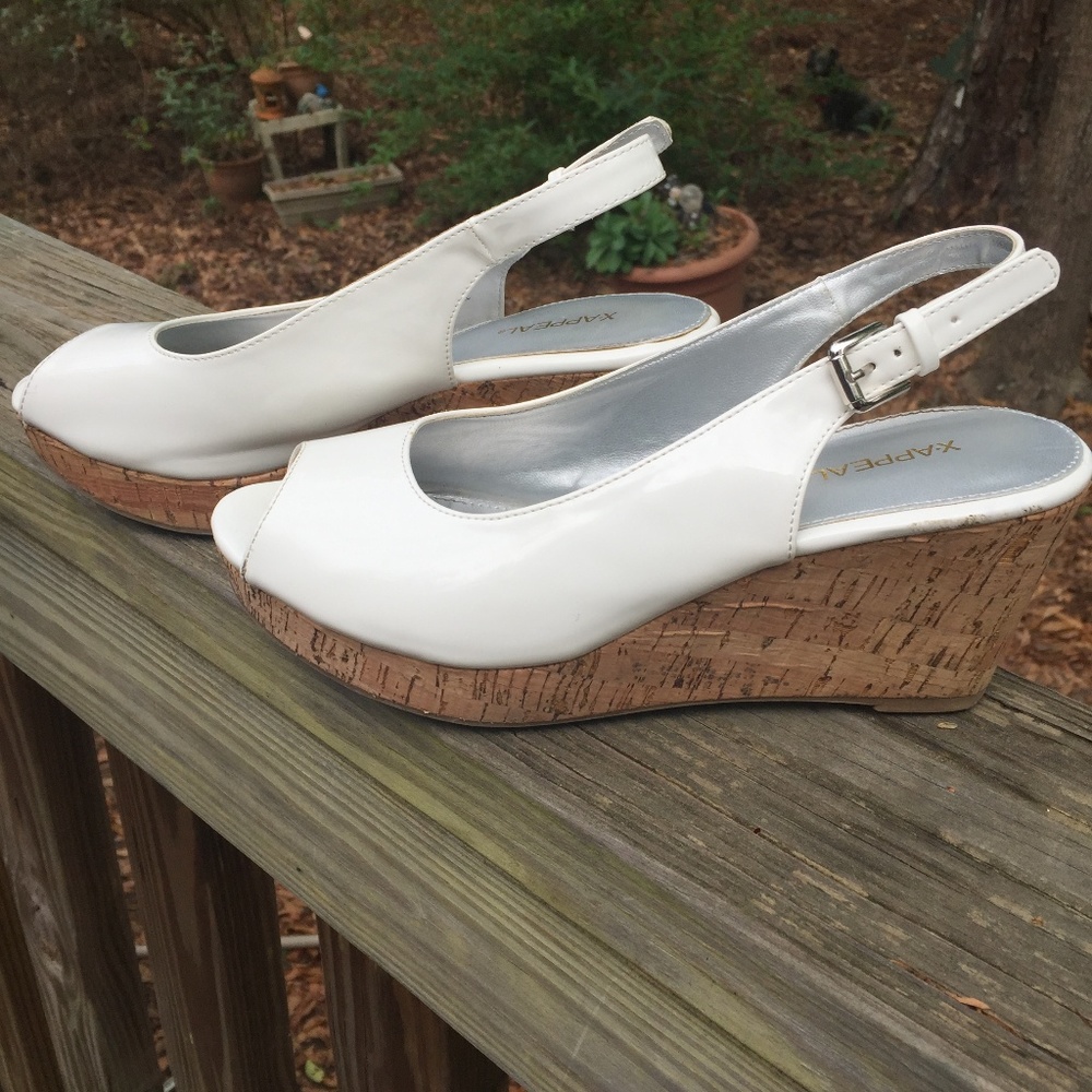 X-Appeal White Wedge Shoes